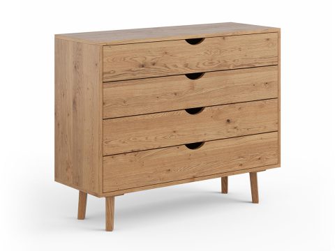 Komoda z zaokrąglonymi narożnikami i uchwytami