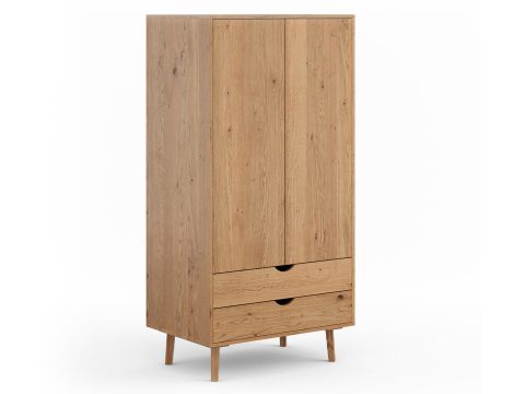 Szafa dębowa z pełnymi drzwiami i szufladą – widok frontowy