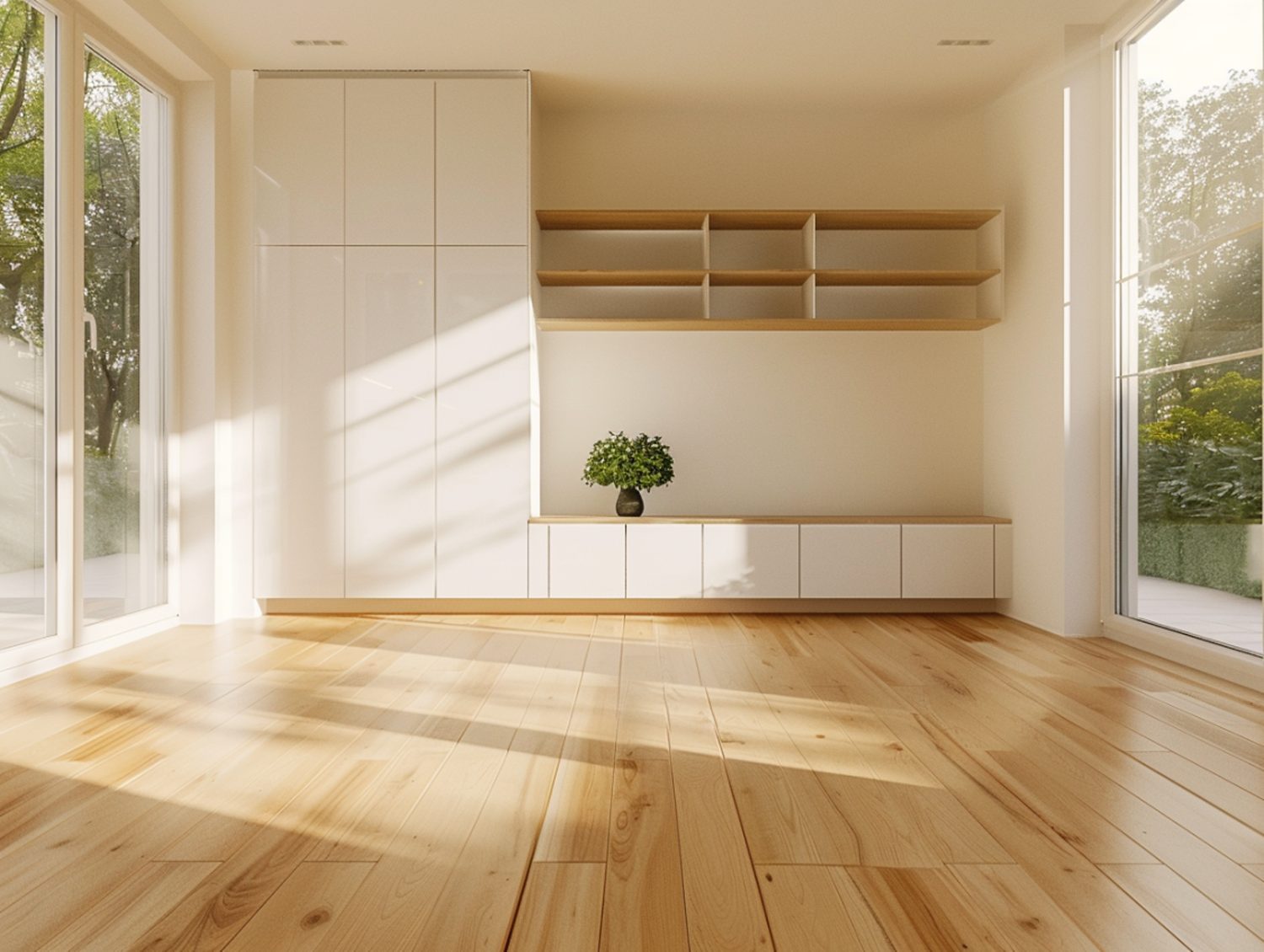 Biała zabudowa meblowa z siedziskiem i schowkiem w korytarzu