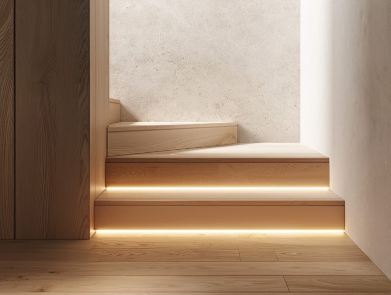 Jasne schody z ukrytym oświetleniem LED w stylu nowoczesnym