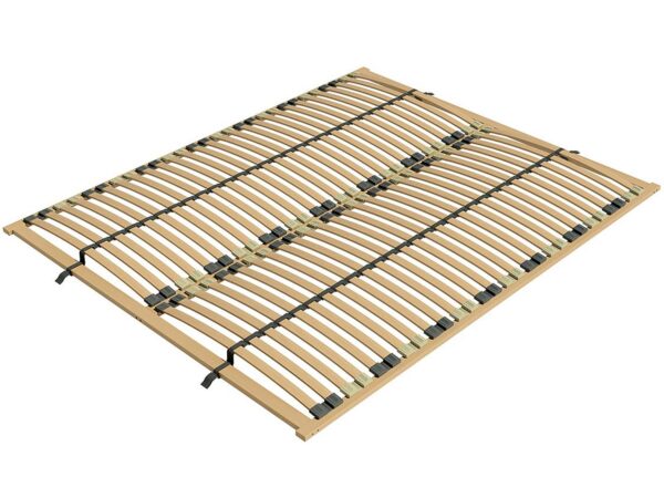 Podwójny stelaż łóżkowy z elastycznymi listwami i plastikowymi uchwytami w stylu funkcjonalnym