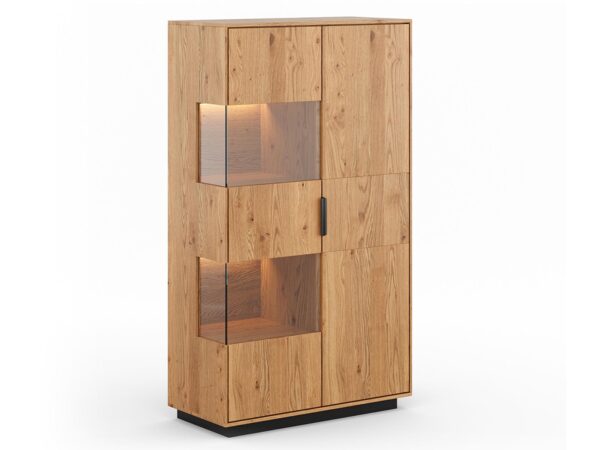 Nowoczesna witryna z przeszkleniem i czarnym cokołem