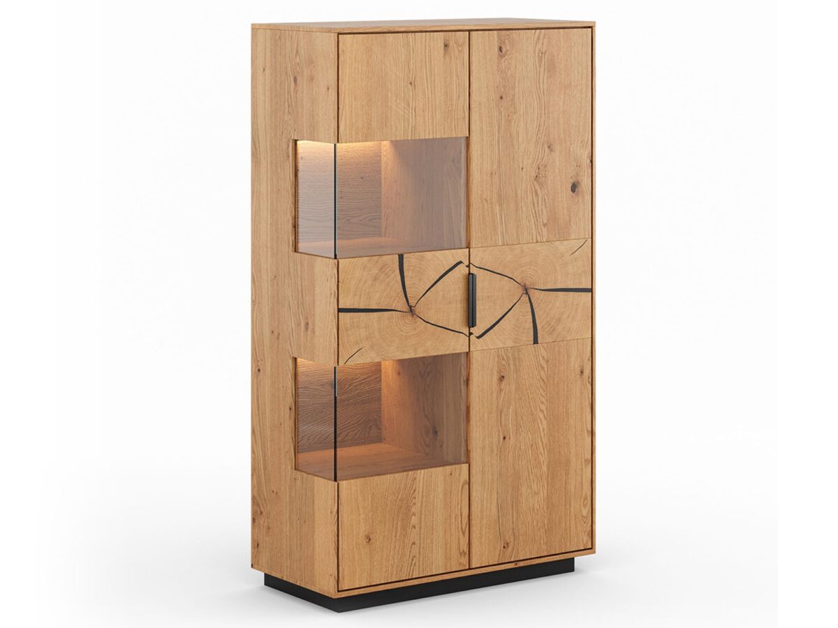 Dębowa Witryna Plaster Drewna Valora Stojąca