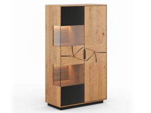 Stojąca Witryna Nowoczesna Valora Czarne Szkło