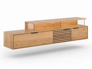 Szafka RTV Dębowa z Lamelami Valora