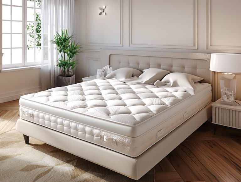 Materac kieszeniowy na łóżku tapicerowanym w jasnej sypialni