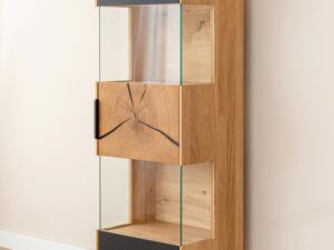 miniaturka Industrialna Witryna Wisząca Dębowa Czarne Szkło Valora