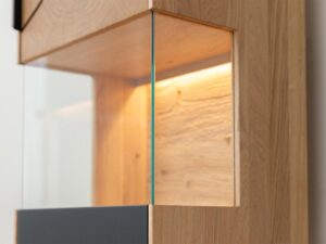 miniaturka Industrialna Witryna Wisząca Dębowa Czarne Szkło Valora