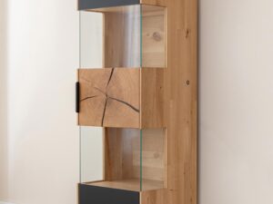 miniaturka Stojąca Dębowa Witryna Valora Czarne Elementy