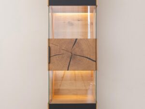 miniaturka Stojąca Dębowa Witryna Valora Czarne Elementy