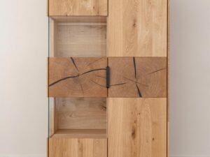 miniaturka Dębowa Witryna Plaster Drewna Valora Stojąca