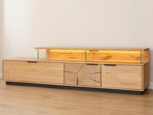 miniaturka Modernistyczna Szafka RTV z Plastrem Drewna Valora