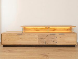 miniaturka Modernistyczna Szafka RTV z Plastrem Drewna Valora