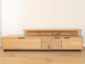 miniaturka Modernistyczna Szafka RTV z Plastrem Drewna Valora