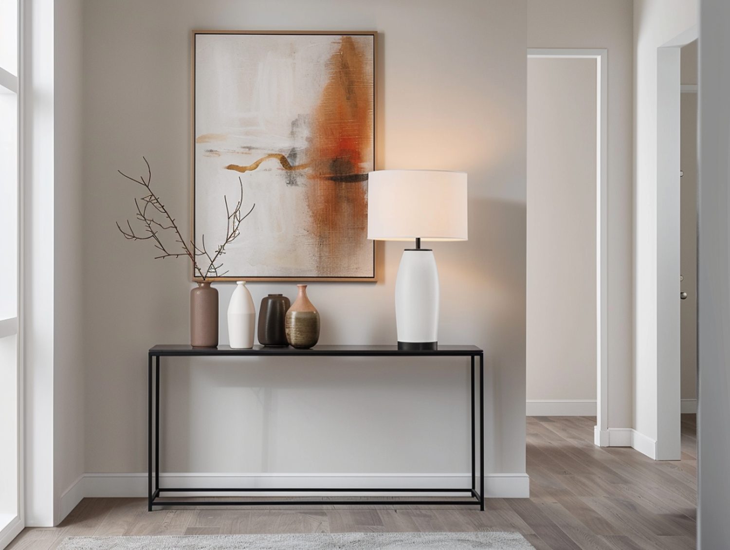 Czarna konsola glamour z dekoracją w stylu nowojorskim