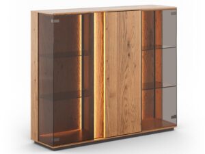 Niska Witryna Szklana Dębowa Zenovia