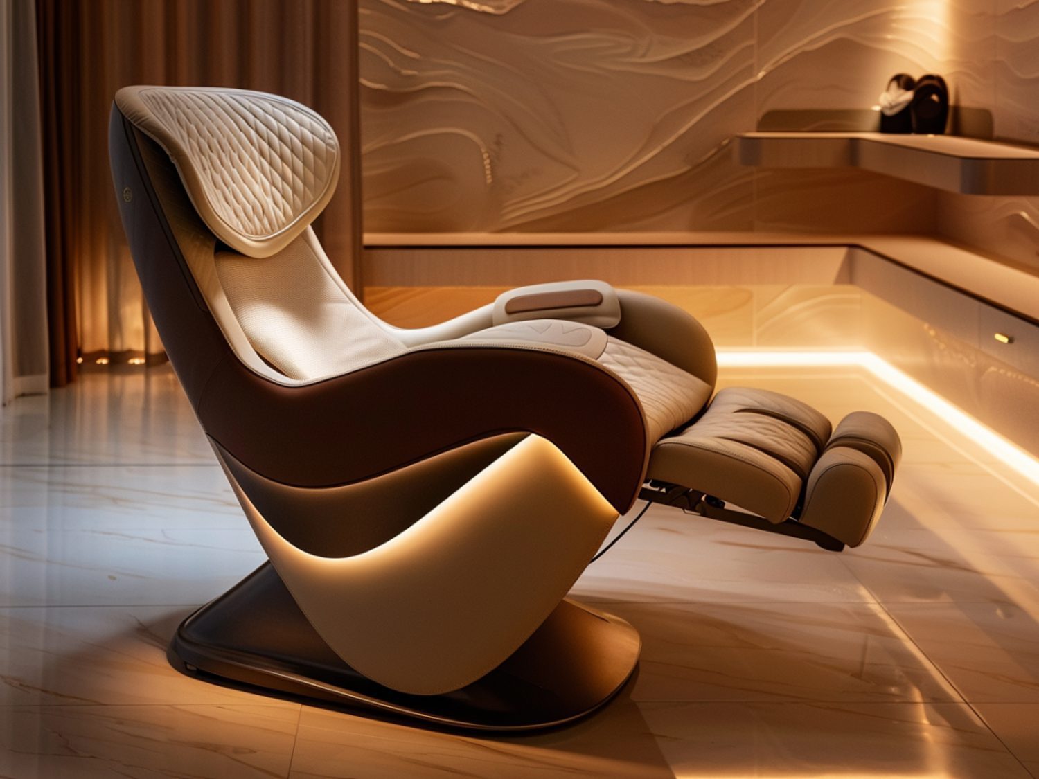 Designerski fotel relaksacyjny z podnóżkiem w stylu nowoczesnym