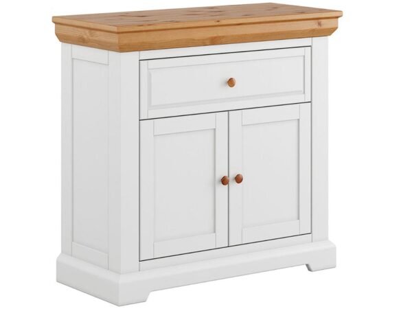 Witryna z drewnianym cokołem i przeszklonym frontem, styl nowoczesny