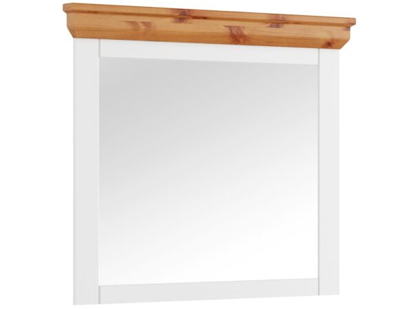 Lustro z blatem z drewna i białą ramą w stylu prowansalskim