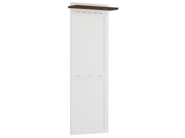 Wieszak do przedpokoju z białym frontem i blatem z drewna