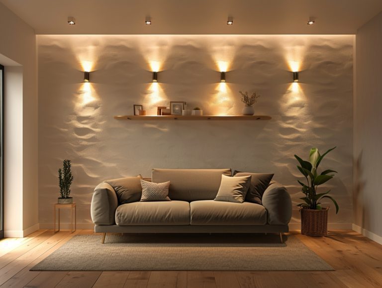 Nowoczesna sofa w stylu skandynawskim z oświetleniem ściennym LED