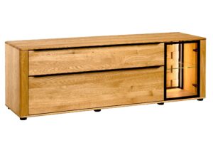 Szafka RTV z Drewnianymi Drzwiami i Szkłem Shine Typ 25