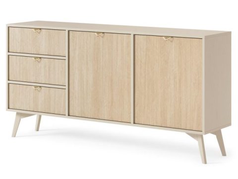Komoda z szufladami i szafką – naturalne drewno i jasne nóżki