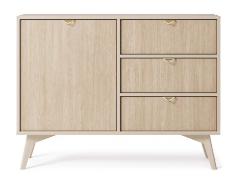 Komoda z szufladami w naturalnym fornirze – nogi w stylu skandynawskim