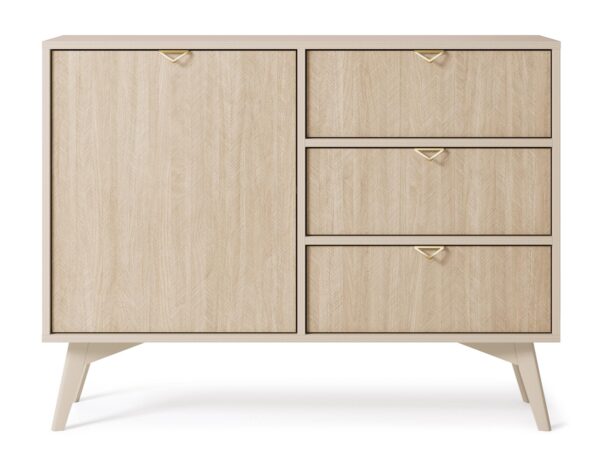 Komoda z szufladami w naturalnym fornirze – nogi w stylu skandynawskim