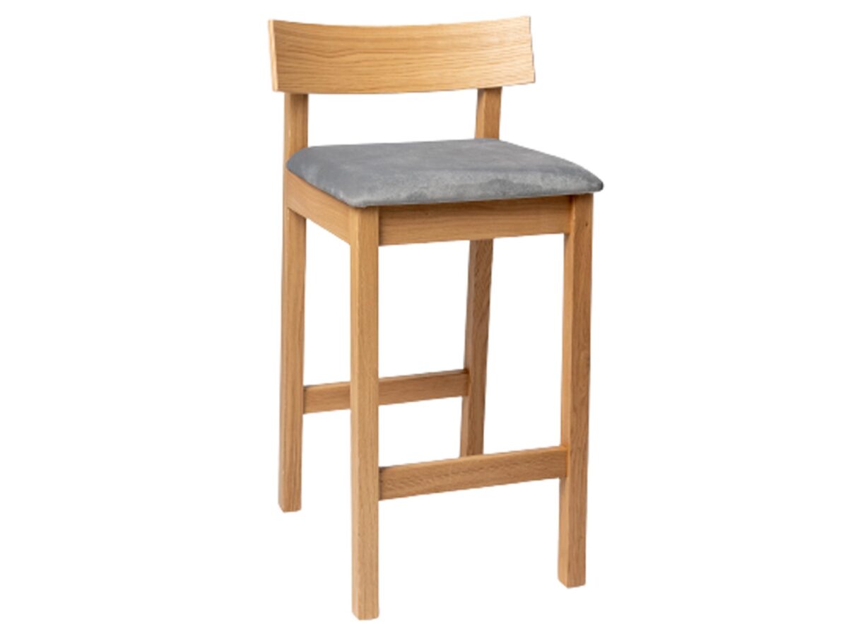 Stołek Barowy Dębowy Tapicerowany Bellamy