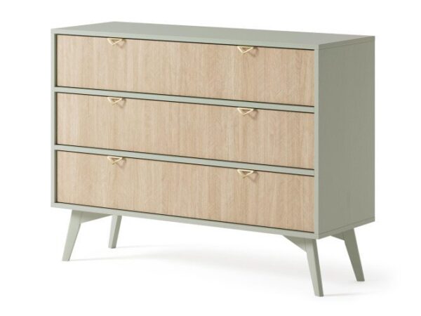 Komoda z zielonym bokiem i trzema szufladami – design retro