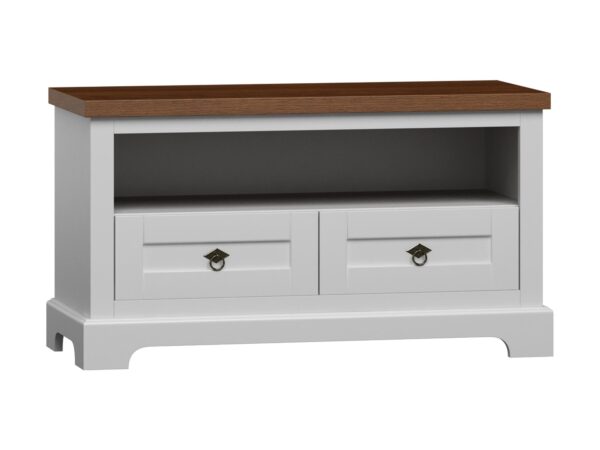 Komoda RTV w stylu prowansalskim z szufladami i drewnianym blatem