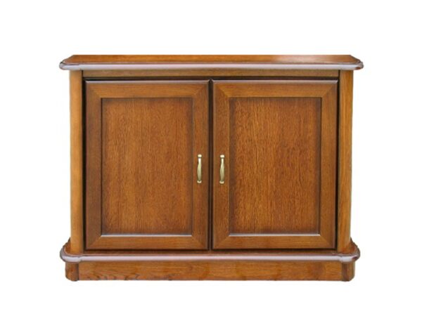 Komoda z dwoma frontami w drewnie z ozdobnymi uchwytami