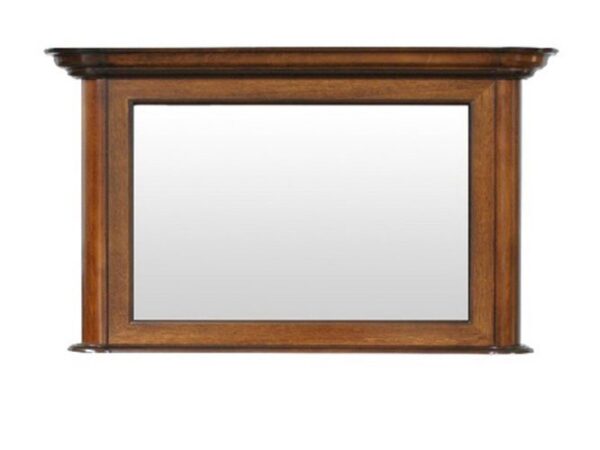 Lustro w ramie drewnianej z dekoracyjnym wykończeniem w kolorze orzech