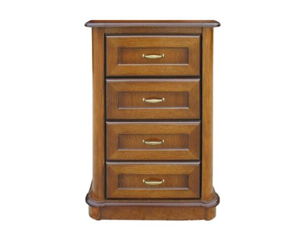 Przeszklona witryna z drewna litego z dolnymi szufladami w stylu retro