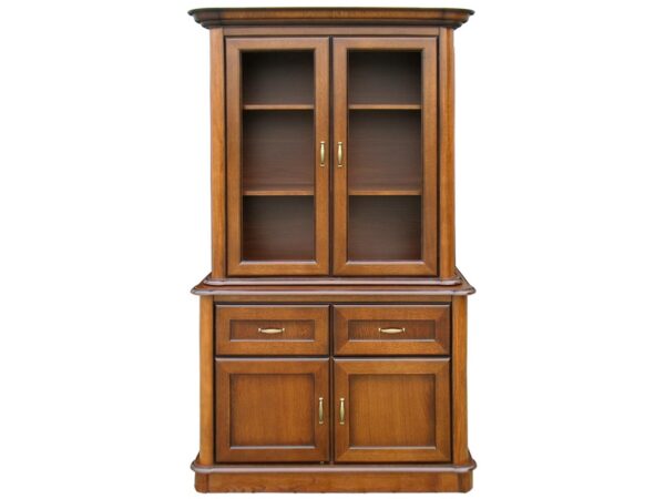 Witryna drewniana z szufladami i przeszkleniami w stylu tradycyjnym