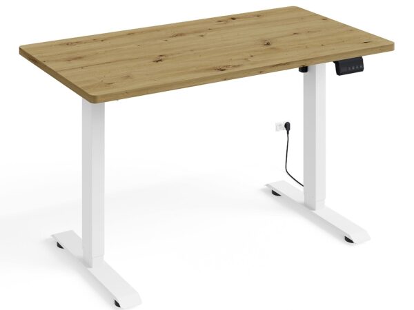Biurko z blatem dębowym i nowoczesną białą podstawą
