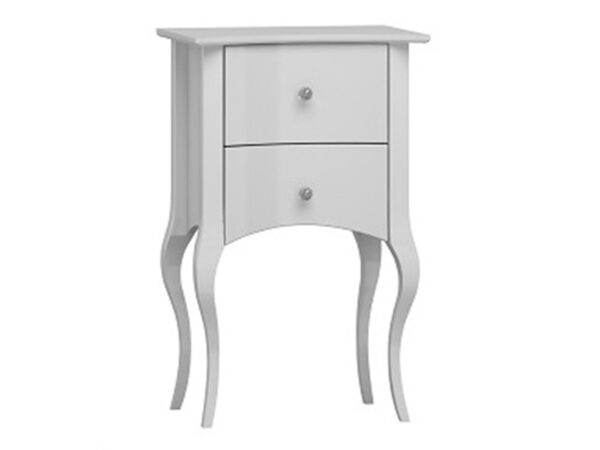 Biała szafka nocna z szufladą i giętymi nogami w stylu prowansalskim