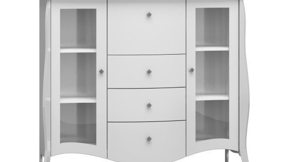 Przeszklona Komoda Barowa Połysk Barocco BR07