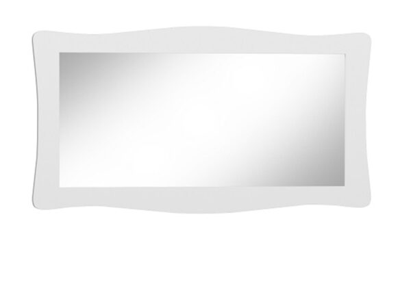 Lustro dekoracyjne w białej falowanej ramie, styl nowoczesny