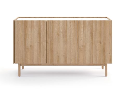 Komoda z zaokrąglonymi narożnikami i trzema dekoracjami