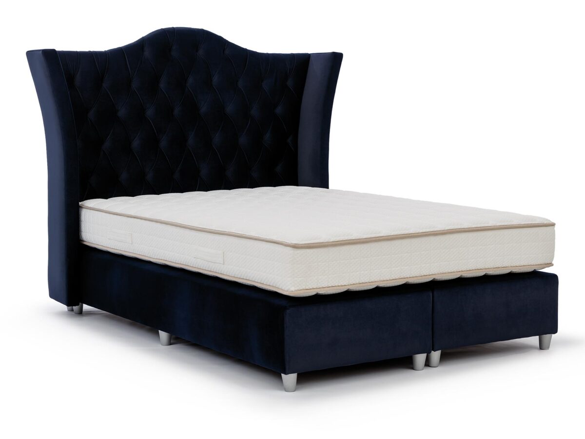 Łóżko PIATTO z Ozdobnym Zagłówkiem w Stylu Chesterfield