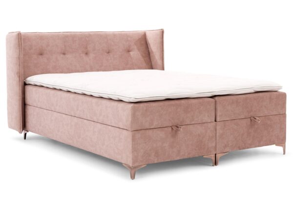 Różowe łóżko z bocznym profilem i klasycznym materacem w stylu dziecięcym