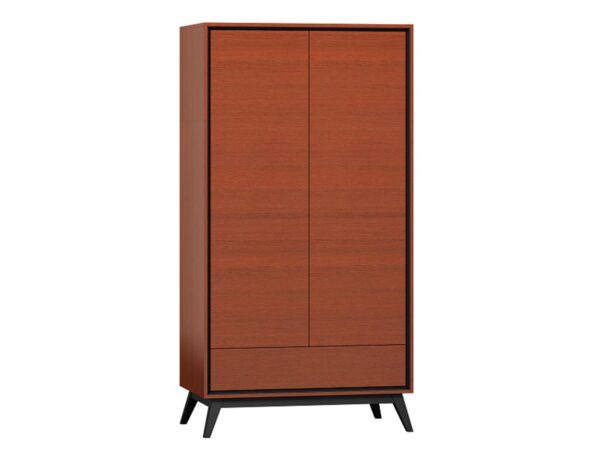 Wysoka szafa z gładkimi frontami bez uchwytów