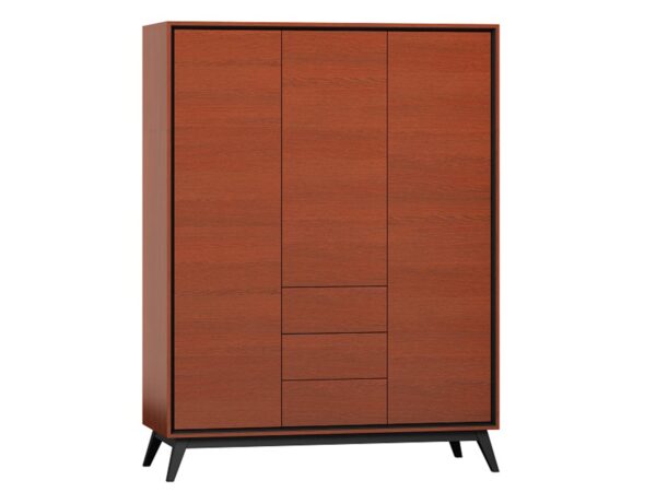 Duża drewniana szafa w stylu retro z czarnymi nogami