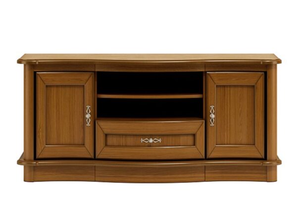 Szafka RTV z miejscem na sprzęt i przeszklonymi drzwiczkami