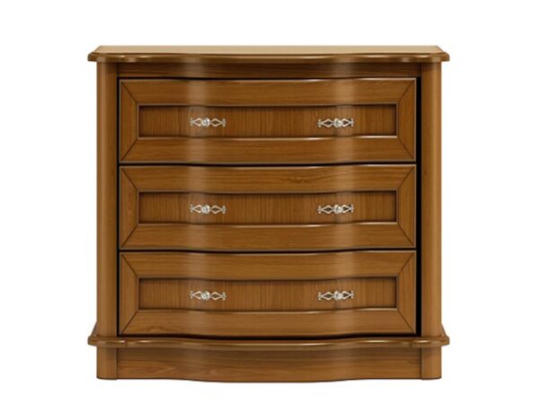 Komoda drewniana z trzema szufladami i klasycznymi uchwytami