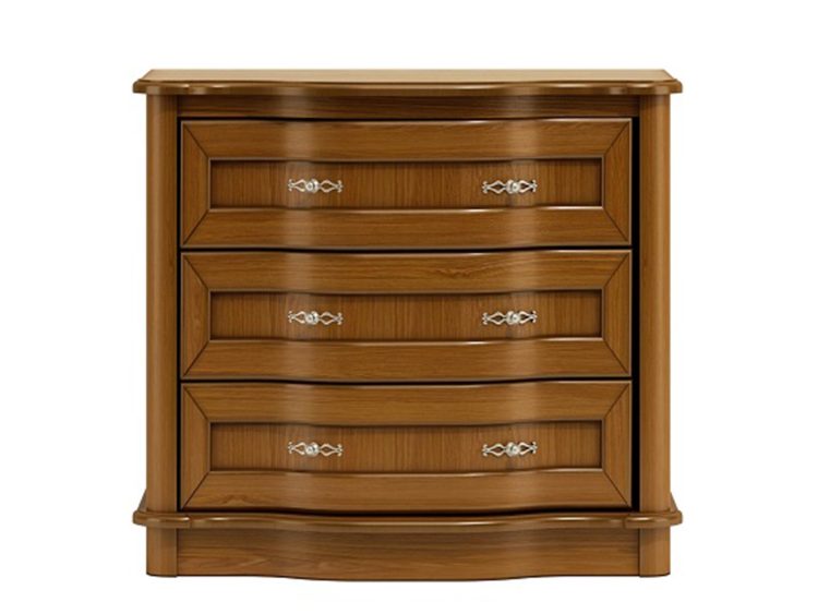 Komoda drewniana z trzema szufladami i klasycznymi uchwytami