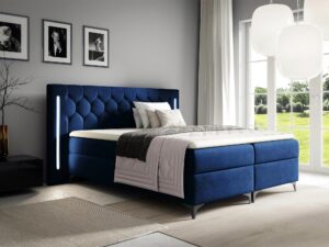 miniaturka Pikowane Łóżko Kontynentalne Virelia z Oświetleniem LED