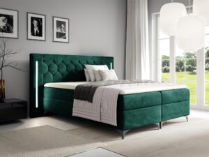 miniaturka Pikowane Łóżko Kontynentalne Virelia z Oświetleniem LED